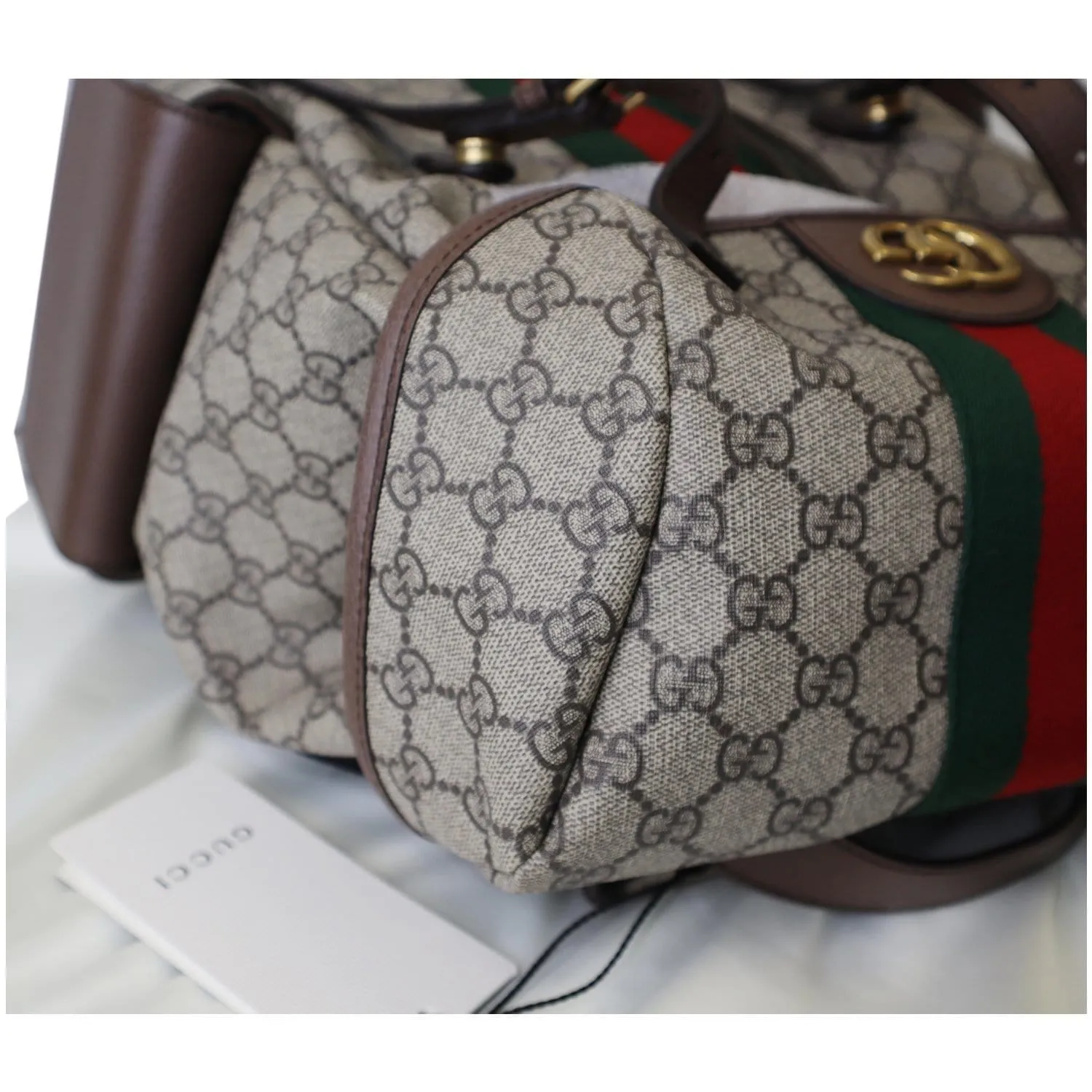 GUCCI Ophidia GG Medium Supreme Canvas Backpack Beige/Ebony 598140