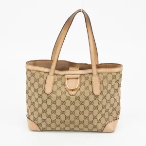 Gucci Pink & Gold GG Surpreme Canvas Stirrup Tote Bag #1713