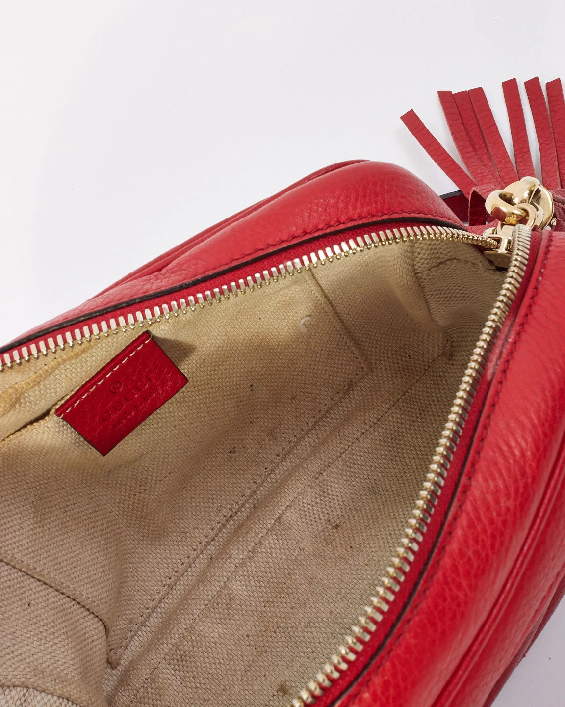 Gucci Red Leather Soho Disco Crossbody Bag