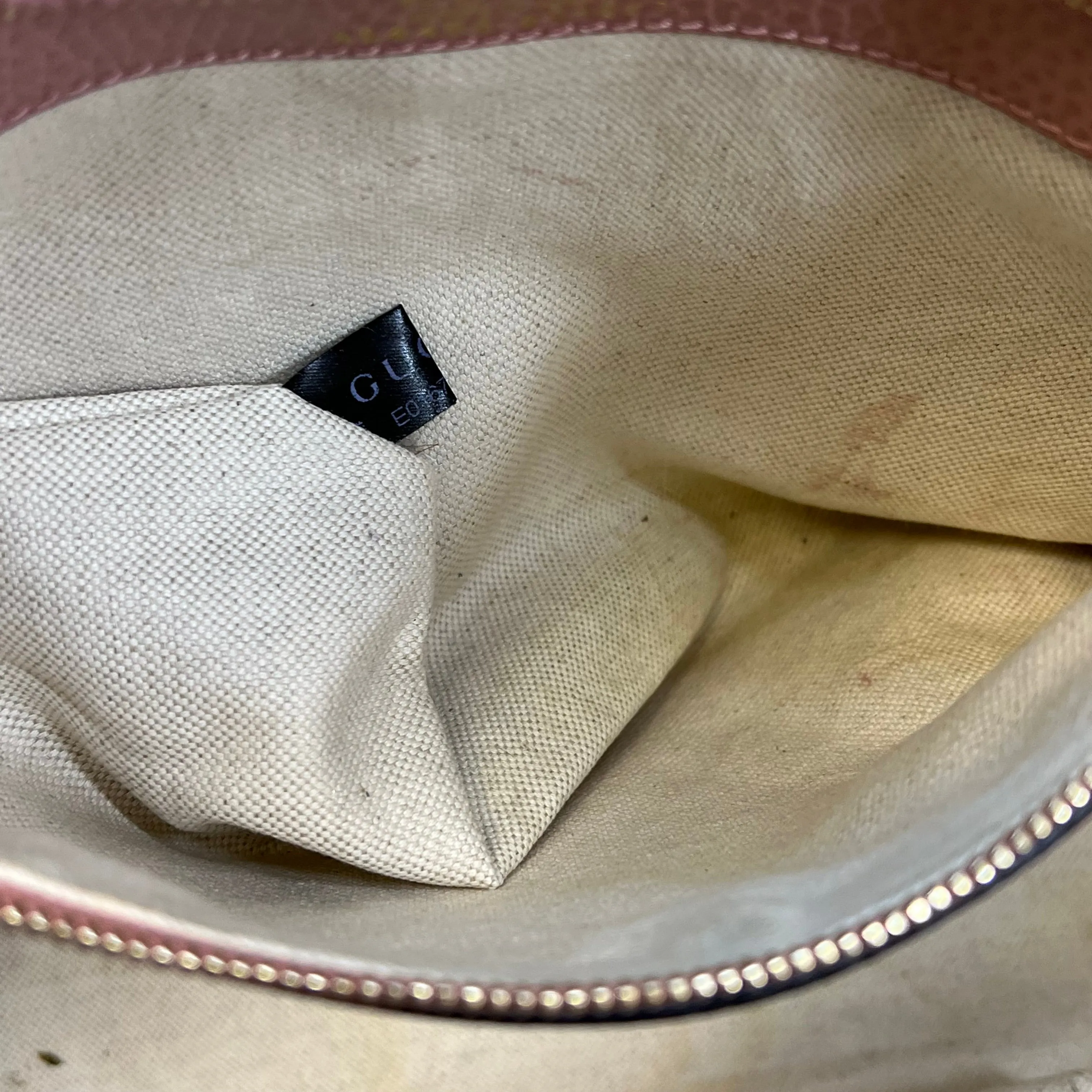 GUCCI Swing Small Grey Field Soft Pink Dollar Calfskin Tote Bag