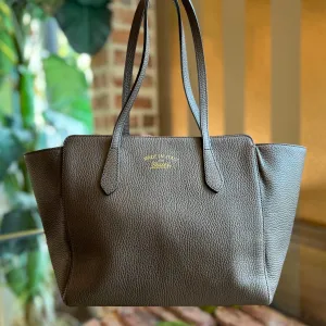 GUCCI Swing Small Grey Field Soft Pink Dollar Calfskin Tote Bag