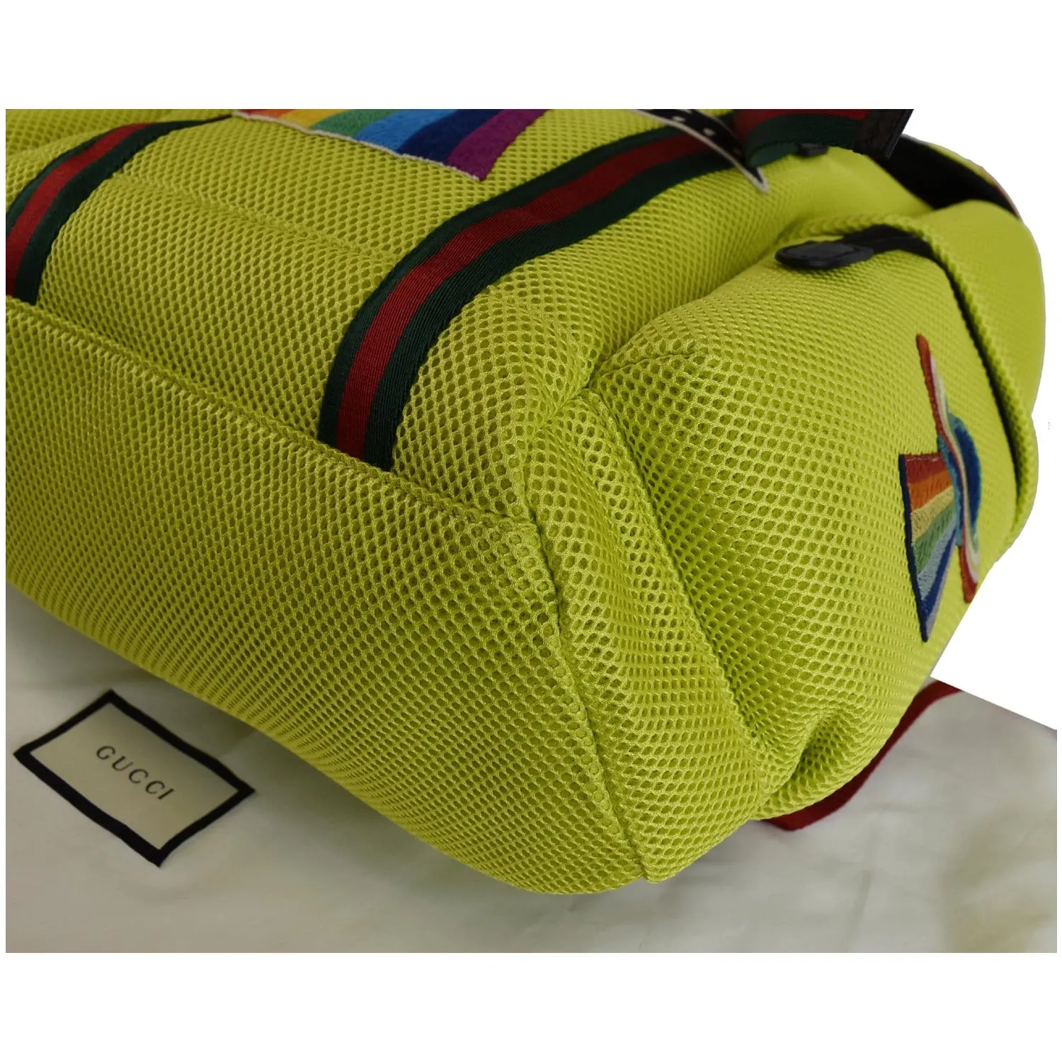 GUCCI Techpack Hollywood Embroidery Mesh Fabric Backpack Bag Lime 429037