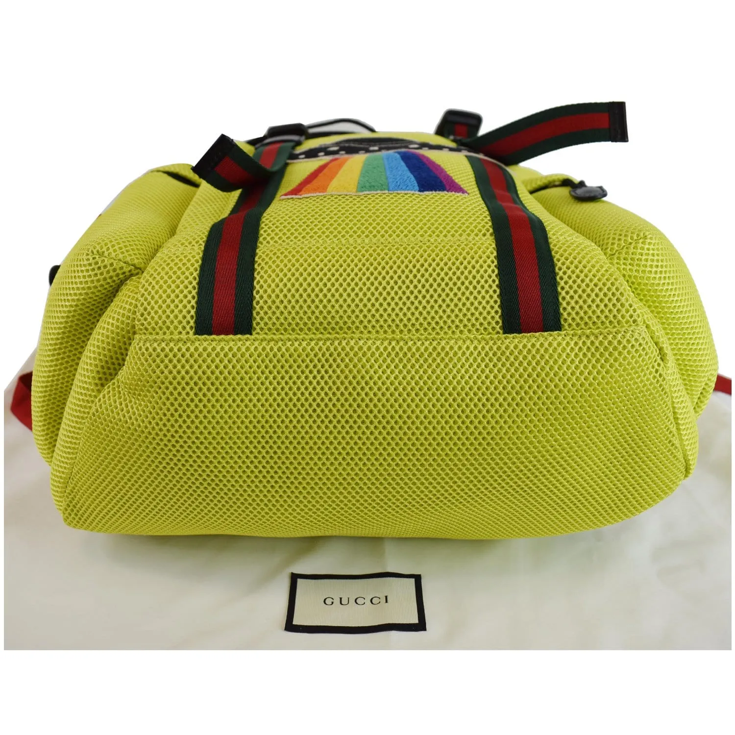GUCCI Techpack Hollywood Embroidery Mesh Fabric Backpack Bag Lime 429037