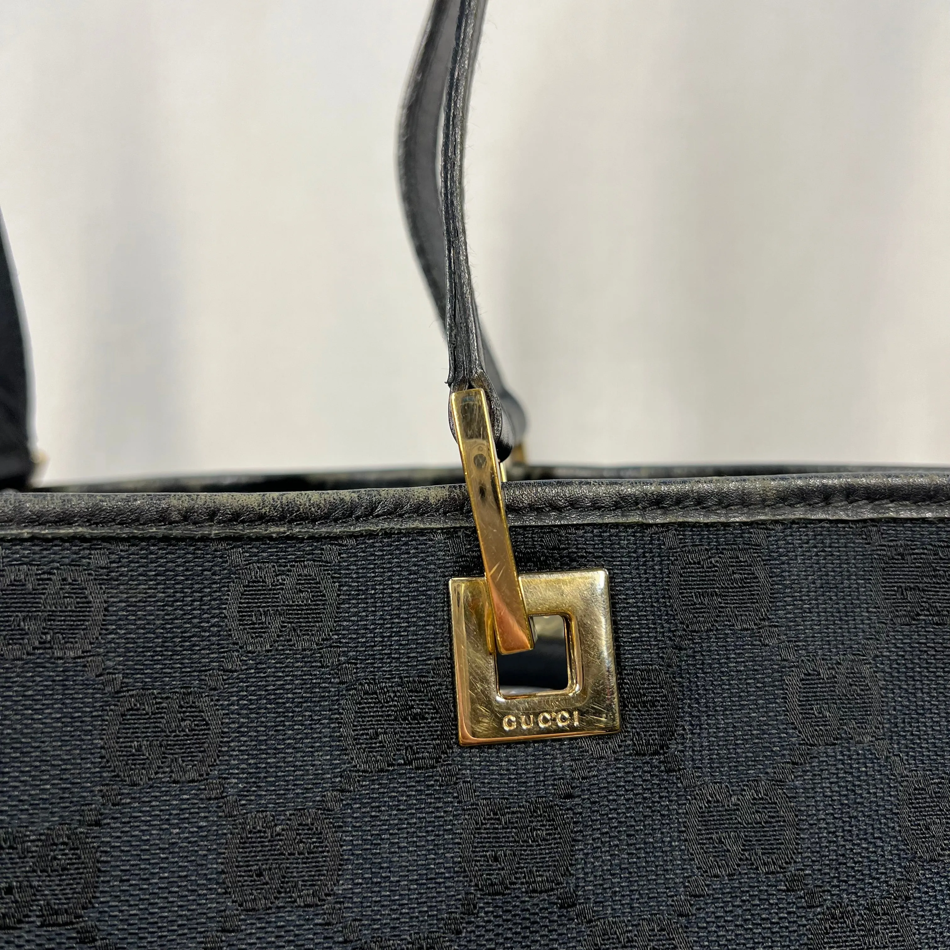 GUCCI Vintage GG Supreme Web Canvas Black Tote
