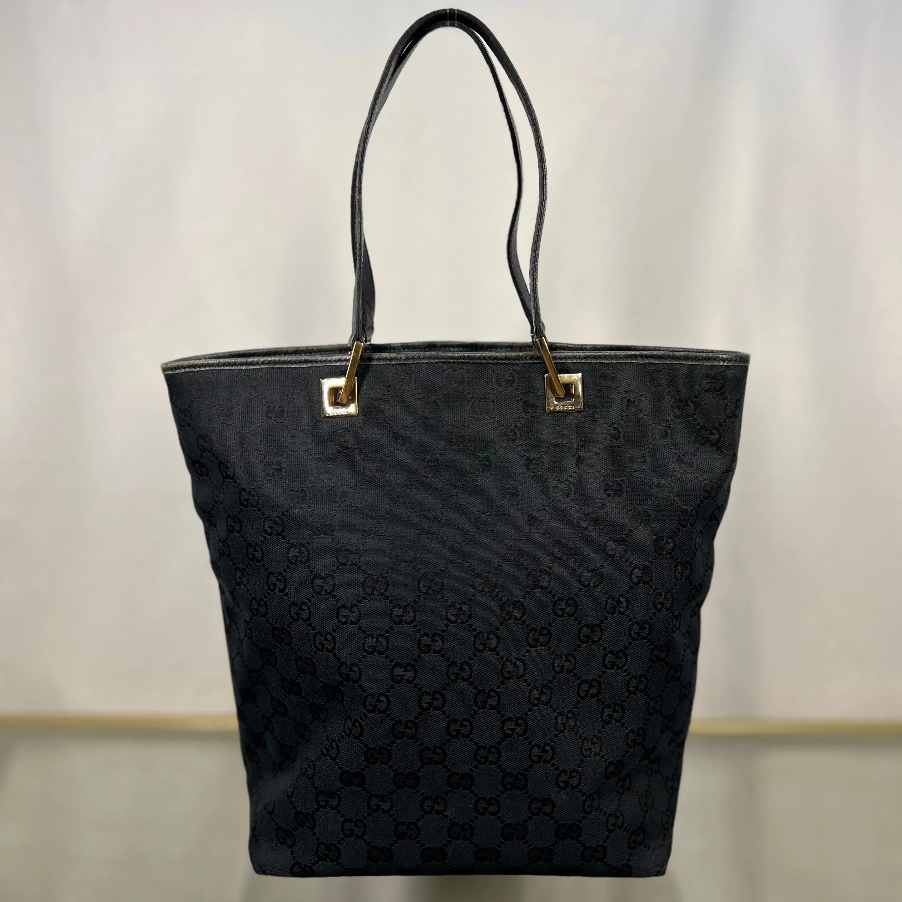 GUCCI Vintage GG Supreme Web Canvas Black Tote