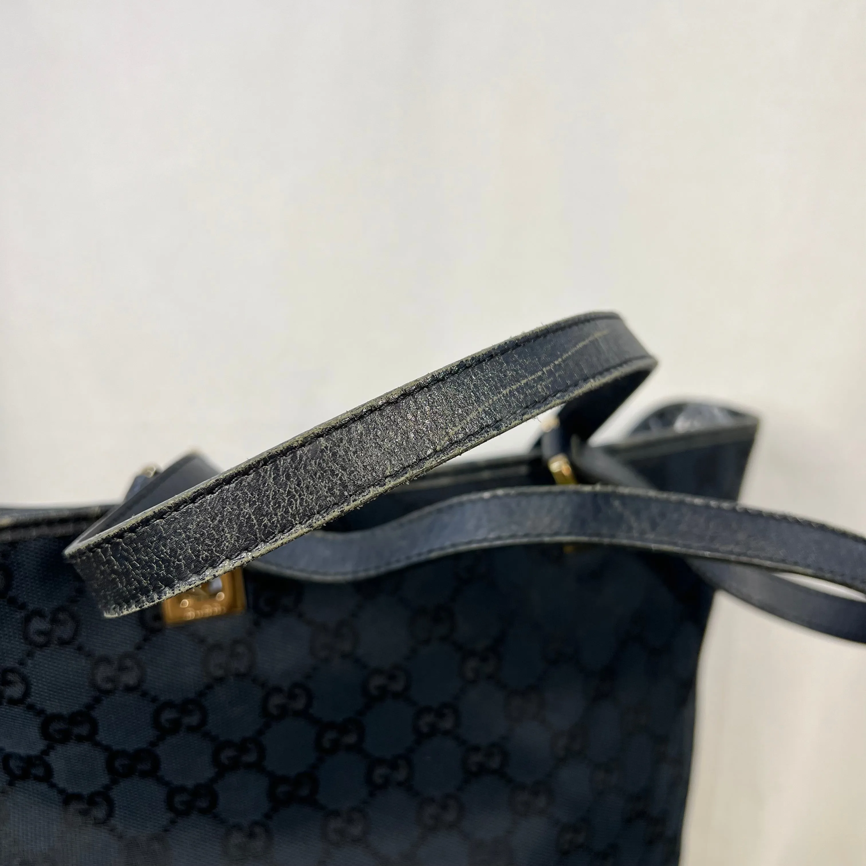 GUCCI Vintage GG Supreme Web Canvas Black Tote