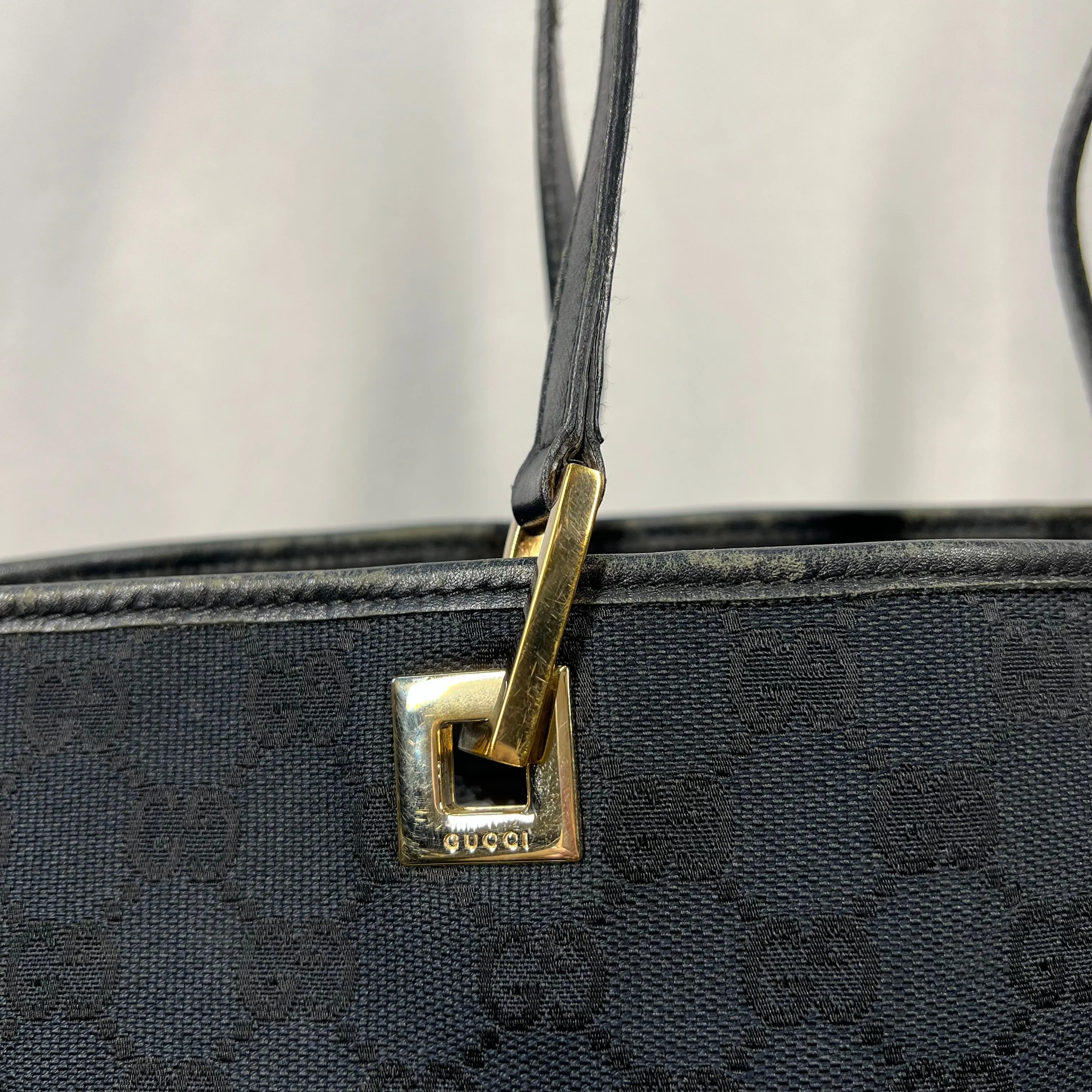 GUCCI Vintage GG Supreme Web Canvas Black Tote