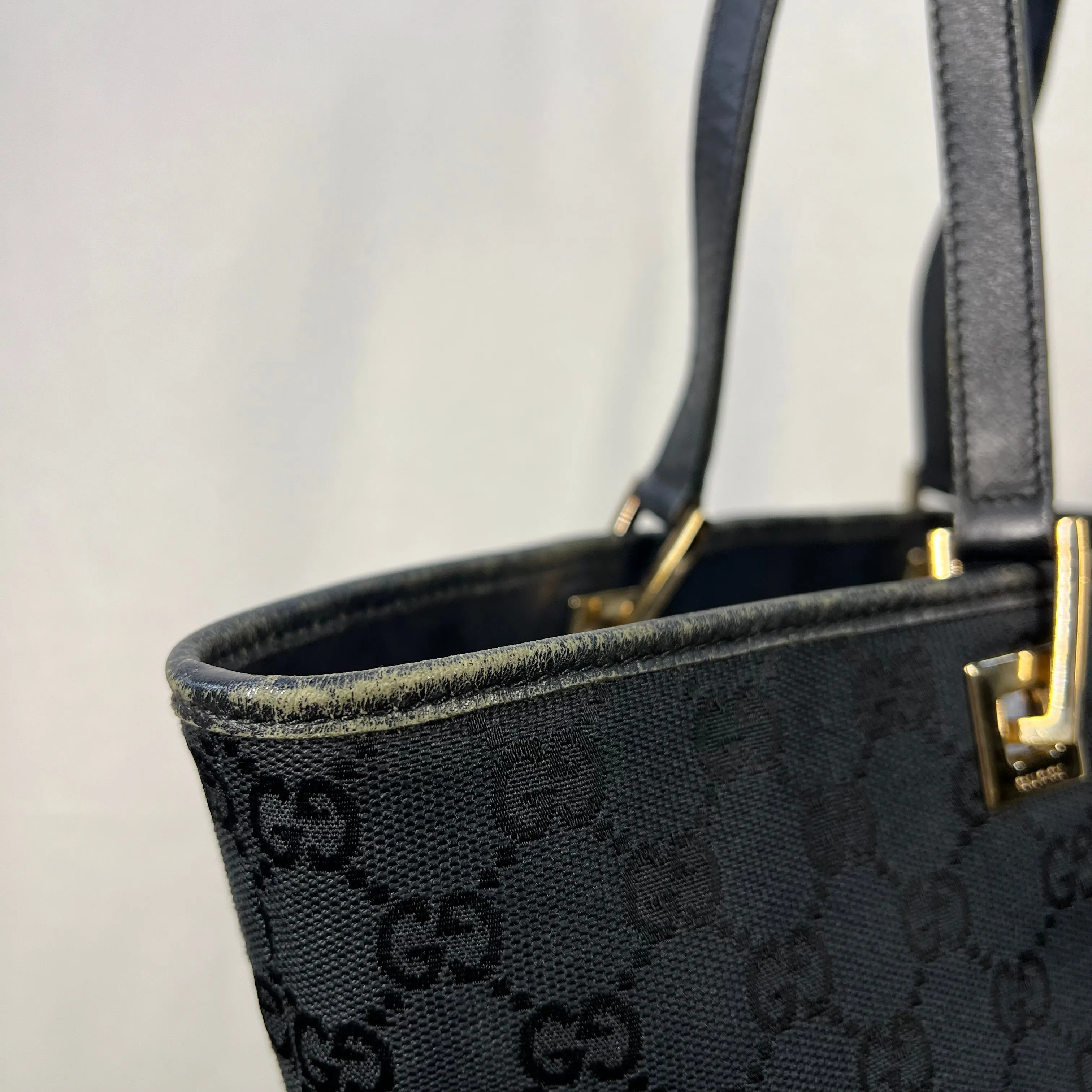 GUCCI Vintage GG Supreme Web Canvas Black Tote