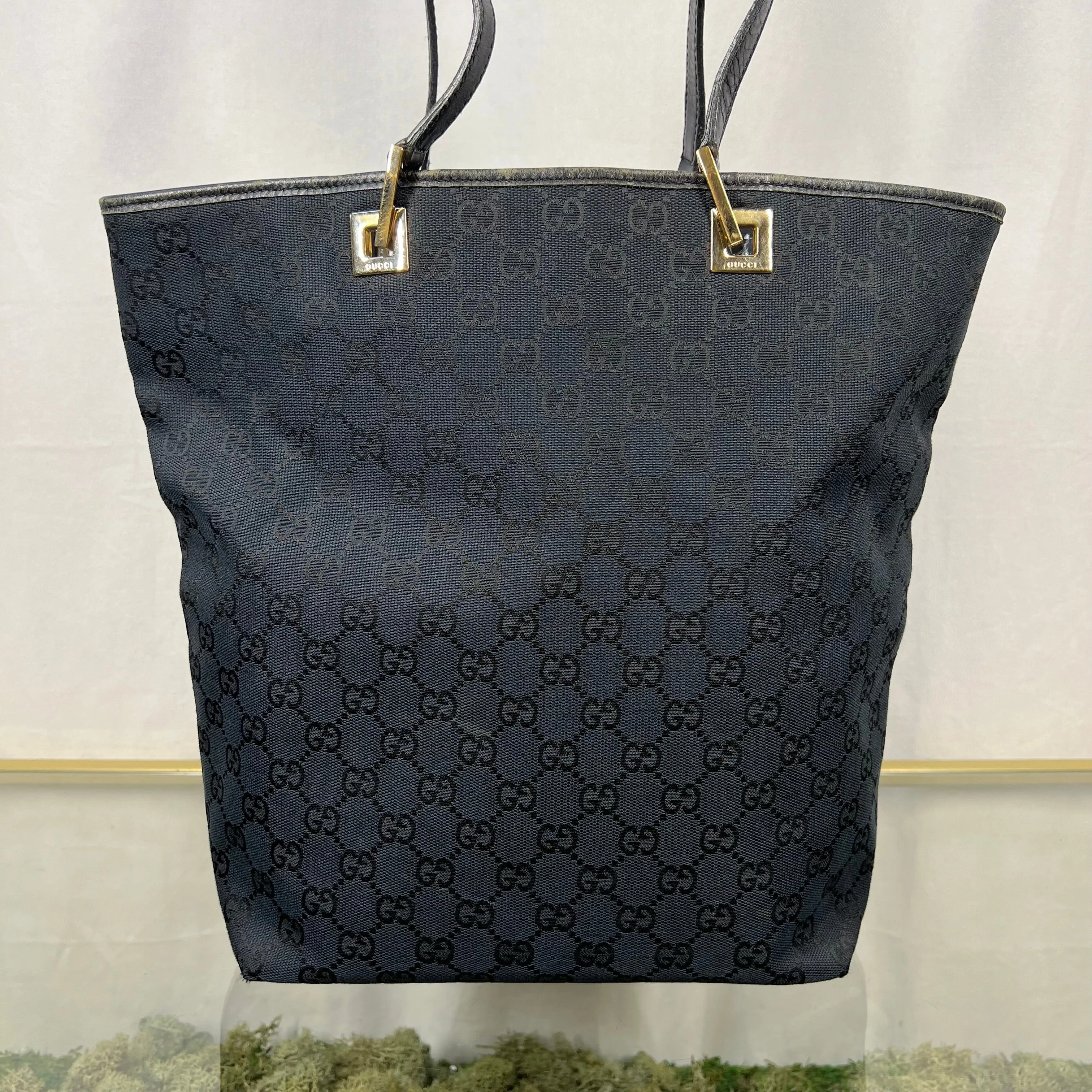 GUCCI Vintage GG Supreme Web Canvas Black Tote