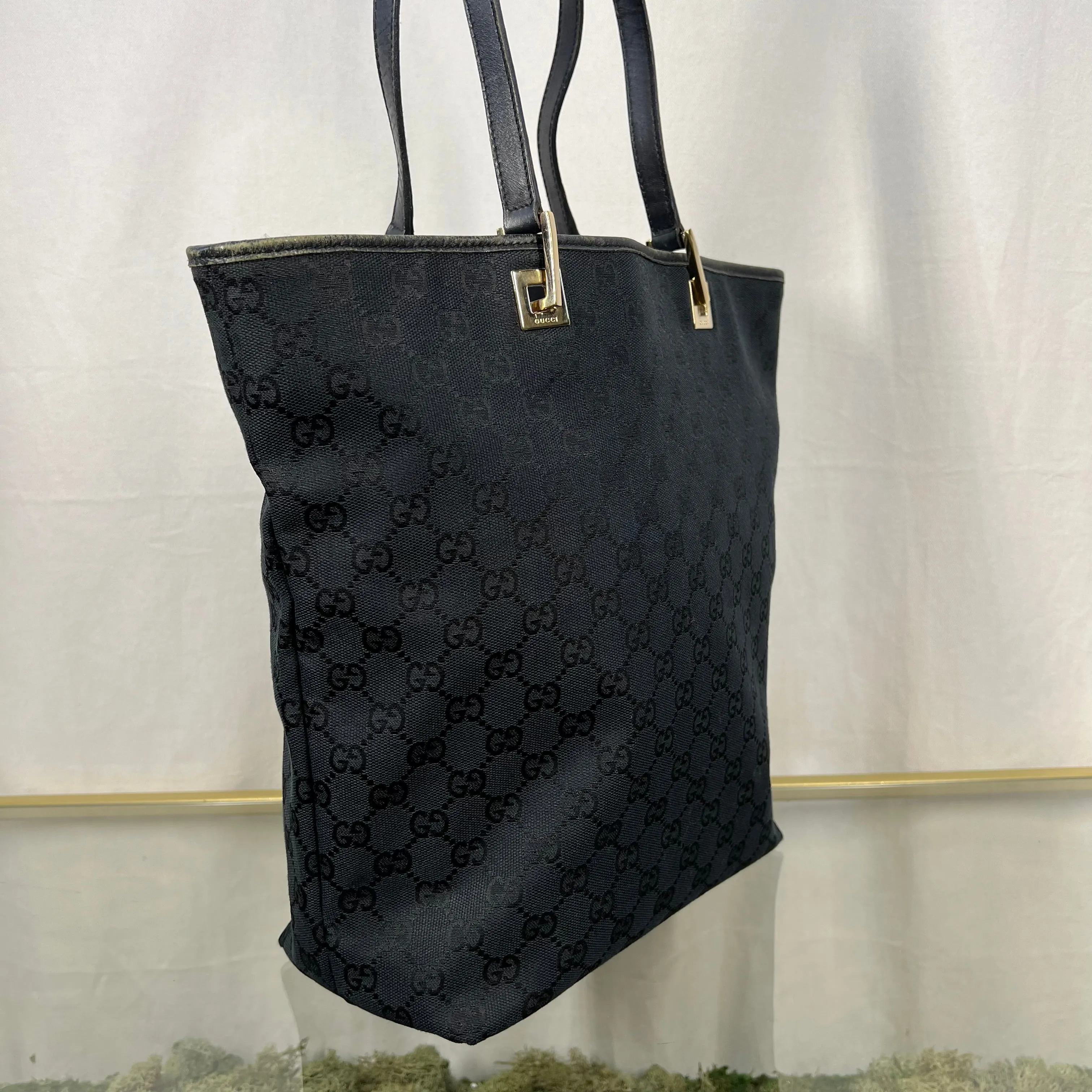 GUCCI Vintage GG Supreme Web Canvas Black Tote