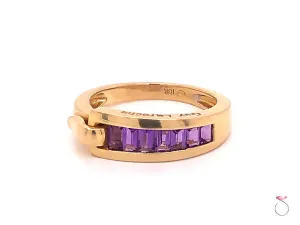 Guy Laroche Amethyst Band Ring,18K Yellow Gold