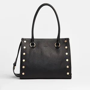 Hammitt Allen Large Black/Brushed Gold Red Zip Leather Tote Bag