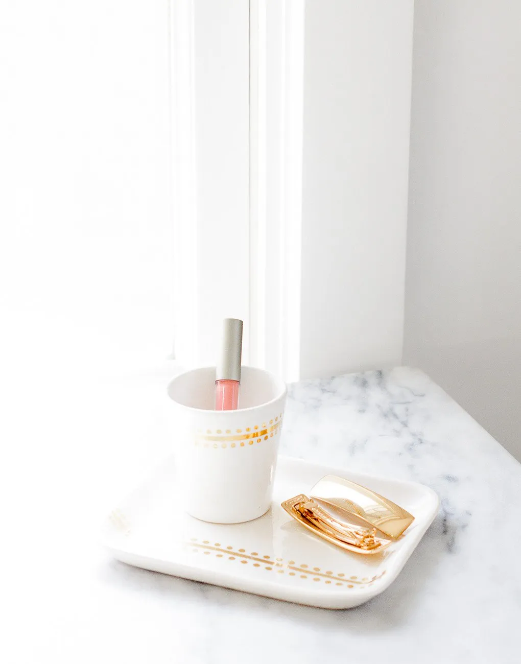 Handmade White Glazed Moroccan Cups with 12K Gold Accents