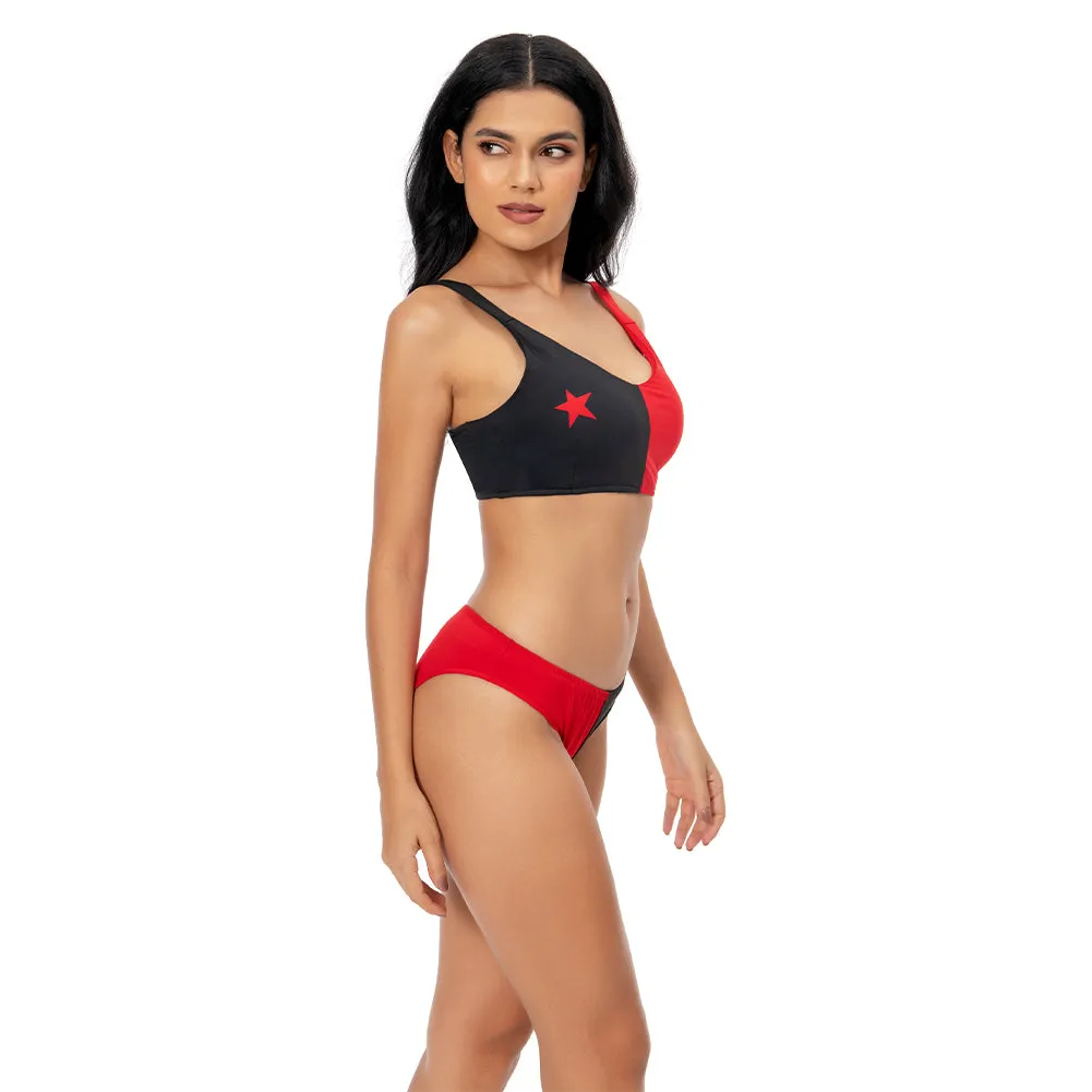 Harley Quinn/Harleen Quinzel Swimsuit Cosplay Costume Two-Piece Swimwear Outfits Halloween Carnival Suit