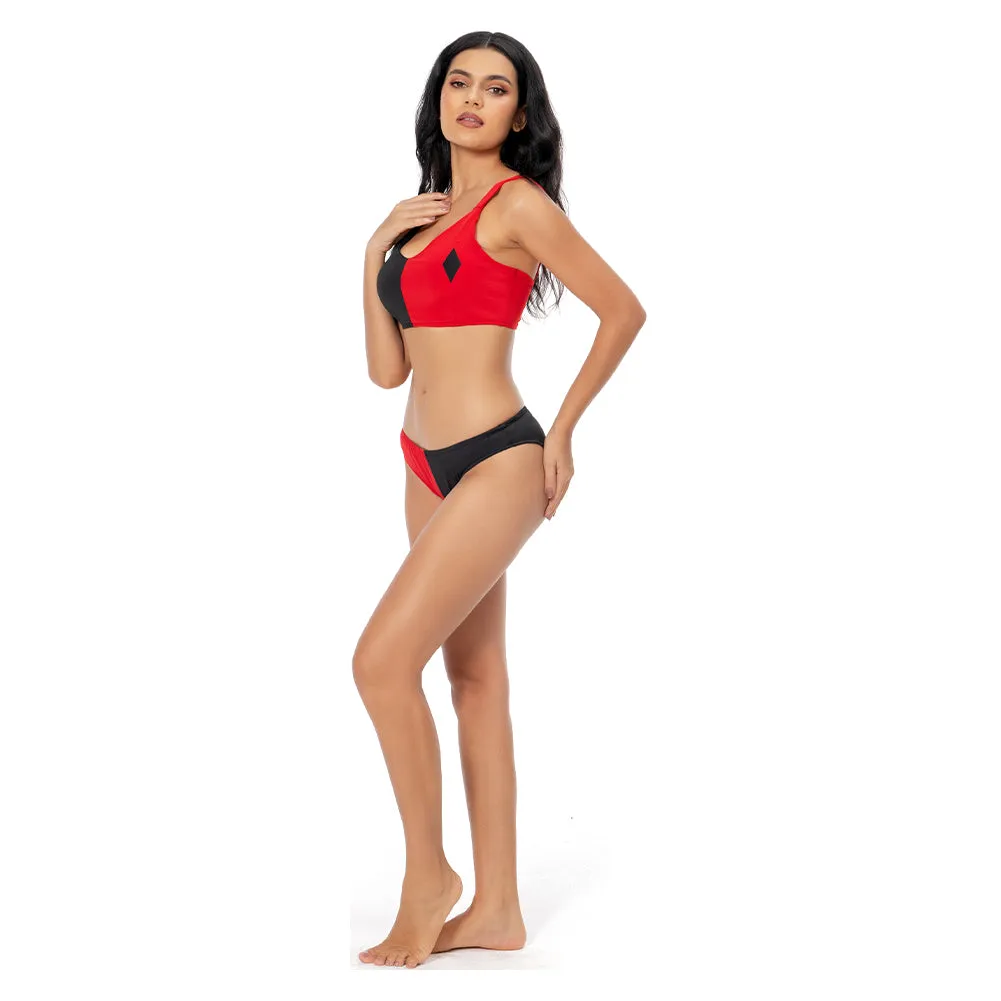 Harley Quinn/Harleen Quinzel Swimsuit Cosplay Costume Two-Piece Swimwear Outfits Halloween Carnival Suit