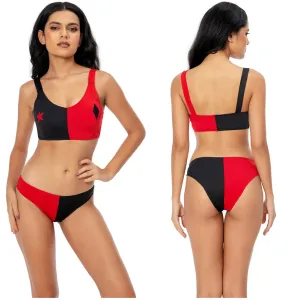 Harley Quinn/Harleen Quinzel Swimsuit Cosplay Costume Two-Piece Swimwear Outfits Halloween Carnival Suit