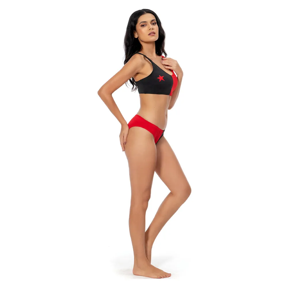 Harley Quinn/Harleen Quinzel Swimsuit Cosplay Costume Two-Piece Swimwear Outfits Halloween Carnival Suit