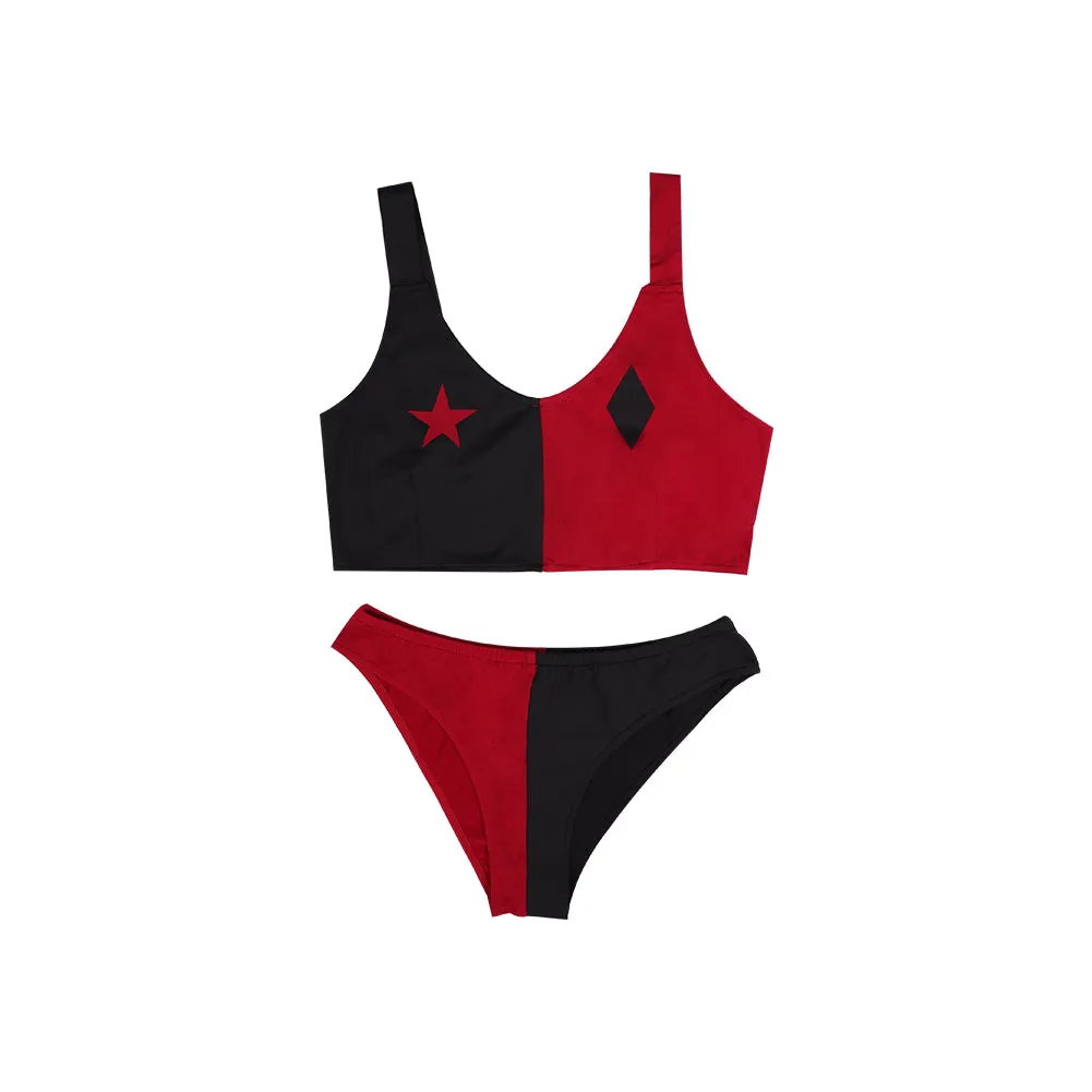 Harley Quinn/Harleen Quinzel Swimsuit Cosplay Costume Two-Piece Swimwear Outfits Halloween Carnival Suit