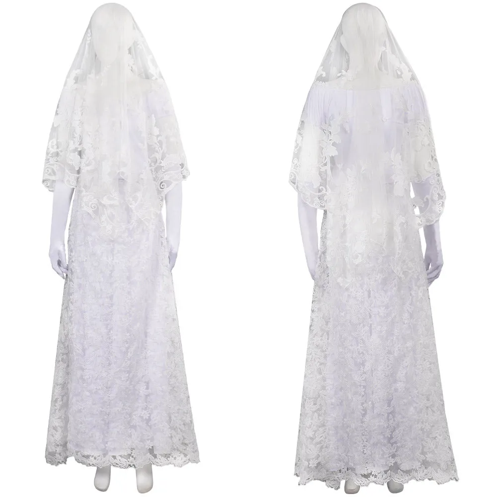 Haunted Mansion Ghost Bride Cosplay Costume Full Outfits Halloween Carnival Suit