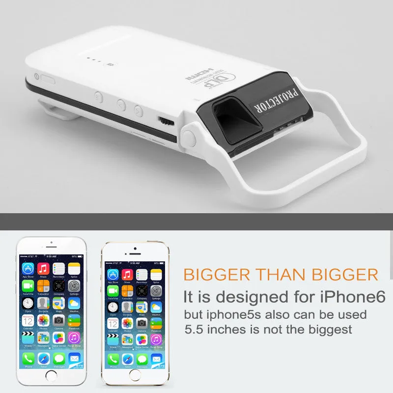 HDMI DLP Pocket Projector for iPhone 6 / 6s 'iBeam i60' - 120 Lumens, 1000:1 Contrast, 3000 mAh Battery, 60 Inch Projection Size