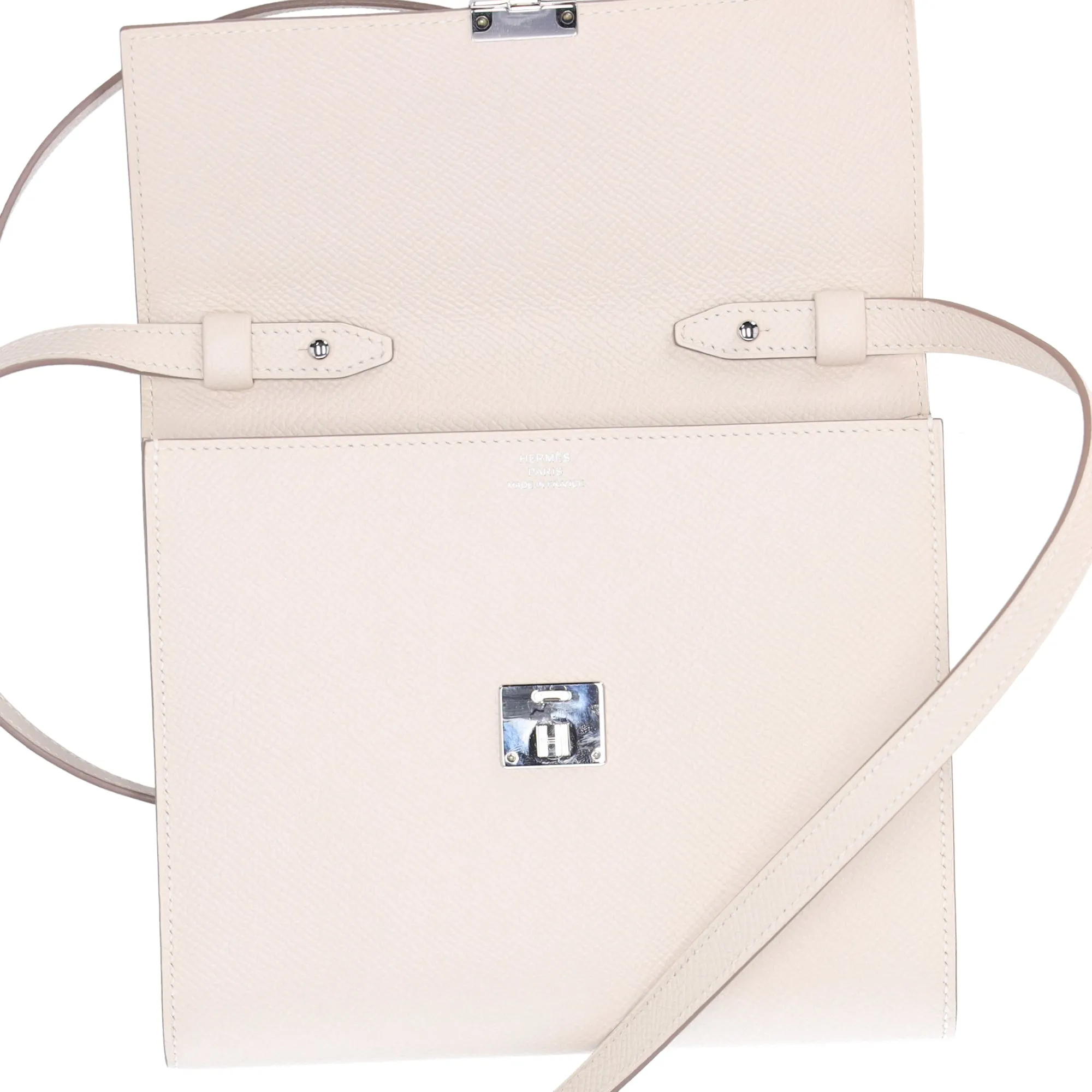 HERMES Clic 16 Wallet Crossbody Cream Craie Veau Epsom