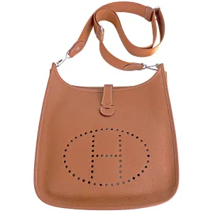 Hermes Gold Evelyne GM Crossbody Messenger Bag Celeb Fave