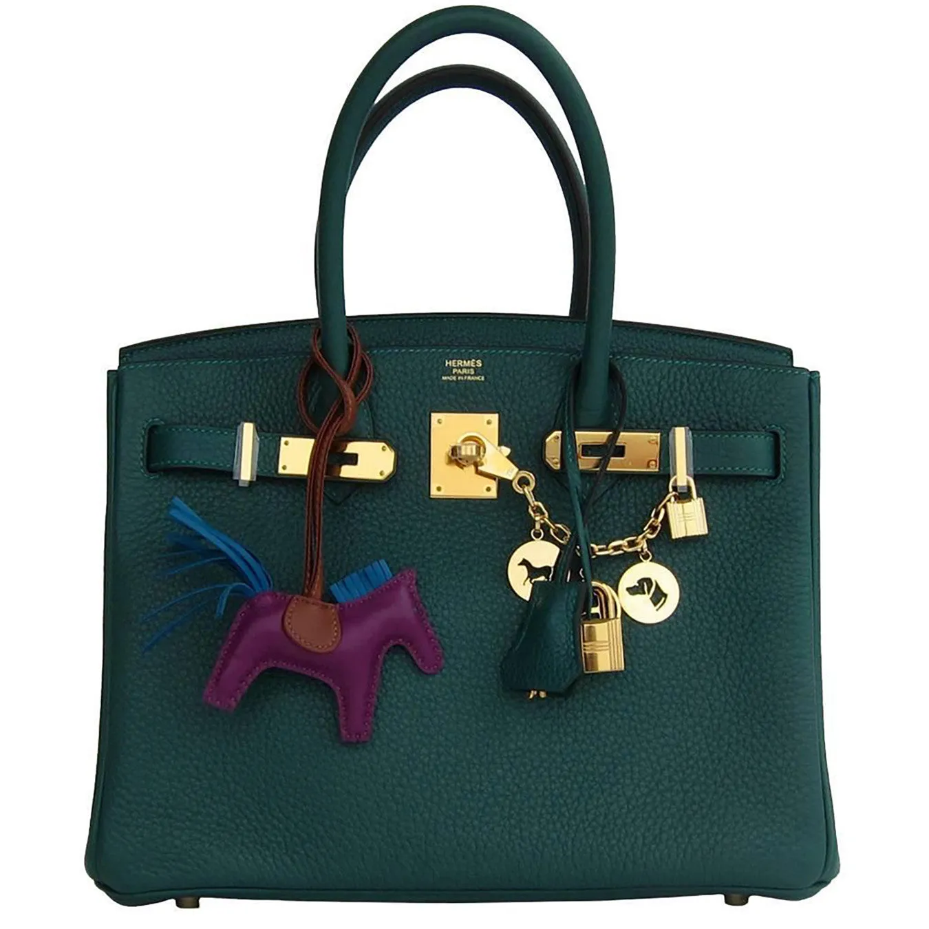Hermes Malachite Emerald Green 30cm Birkin Gold GHW Satchel Bag Collectors' Fave