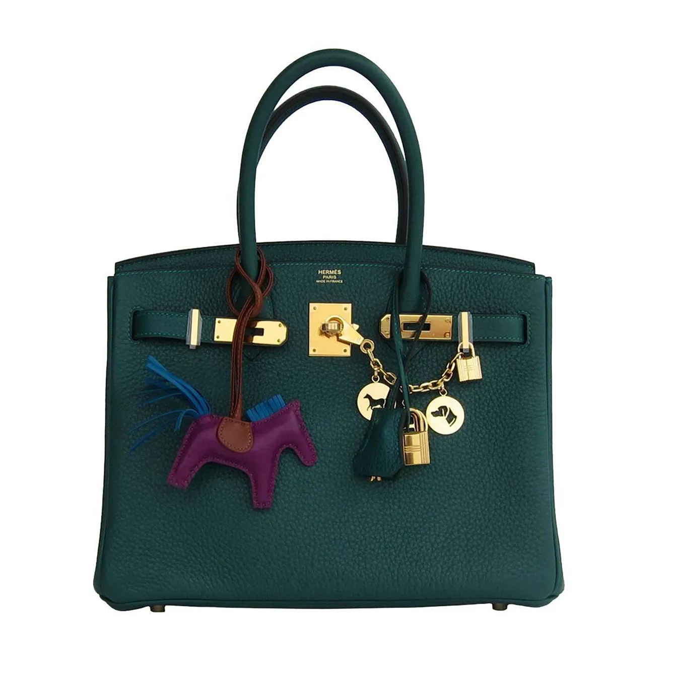 Hermes Malachite Emerald Green 30cm Birkin Gold GHW Satchel Bag Collectors' Fave