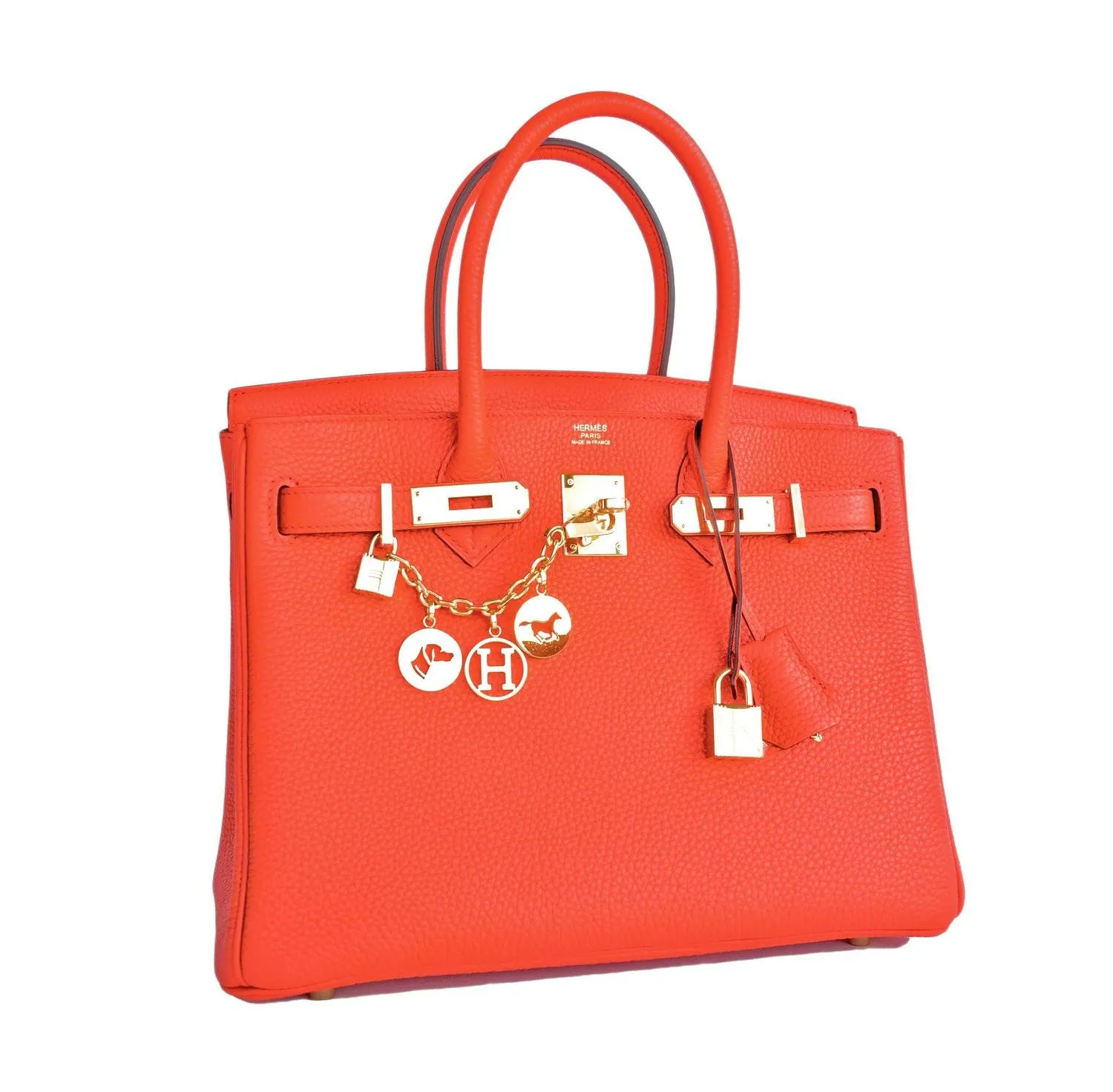 Hermes Orange Poppy 30cm Birkin Gold GHW Satchel Tote Bag Gorgeous