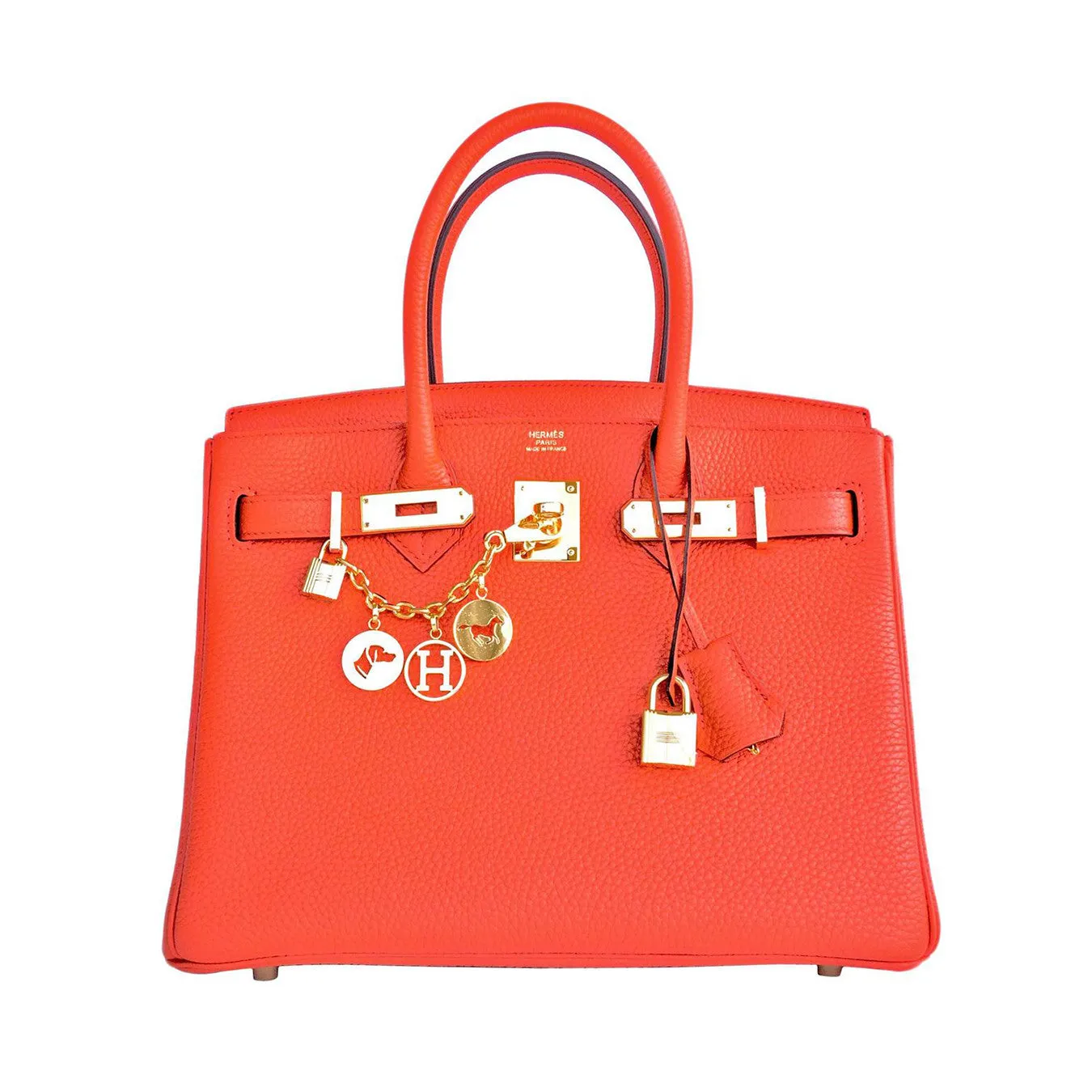 Hermes Orange Poppy 30cm Birkin Gold GHW Satchel Tote Bag Gorgeous