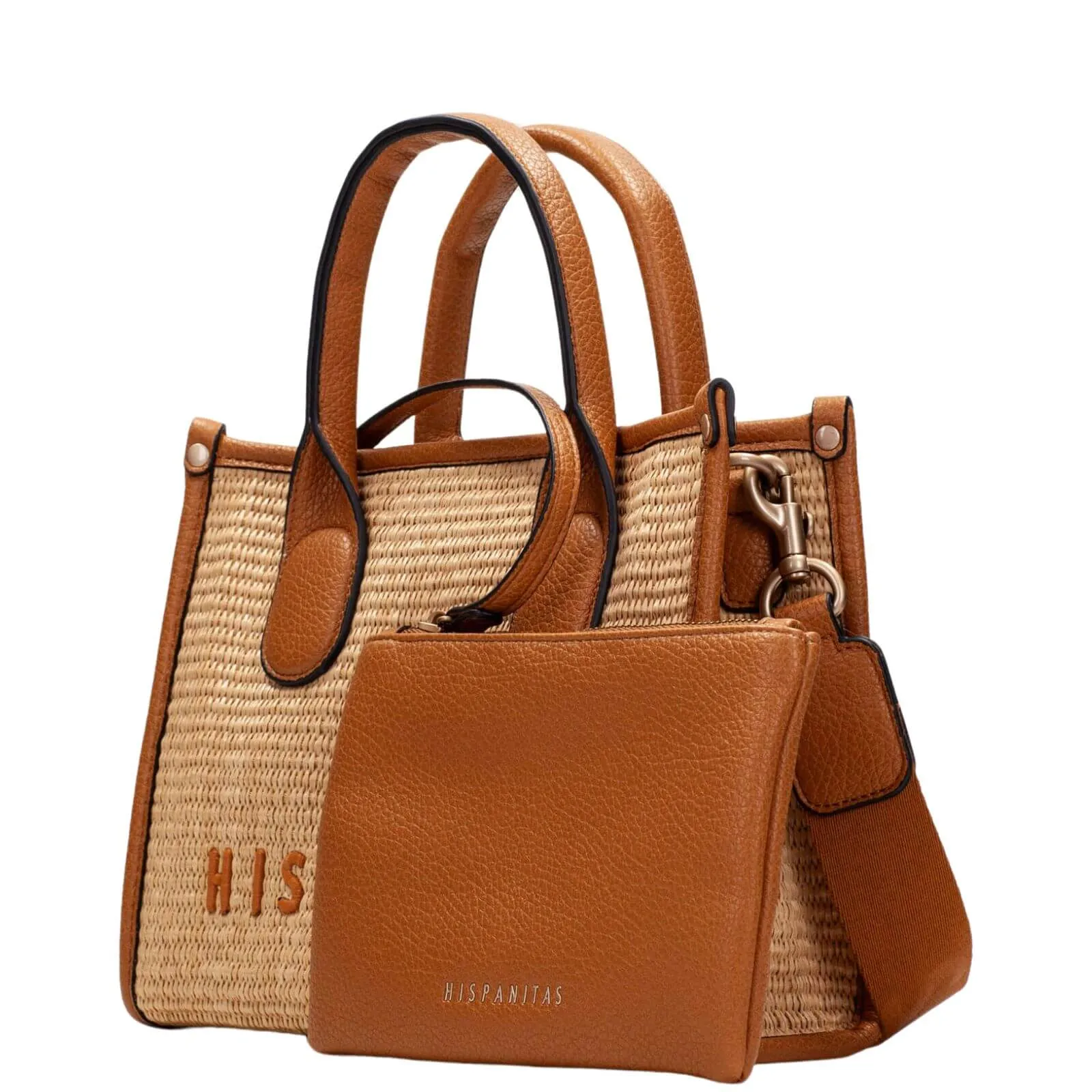 Hispanitas Tan Leather Natural Small Tote Bag