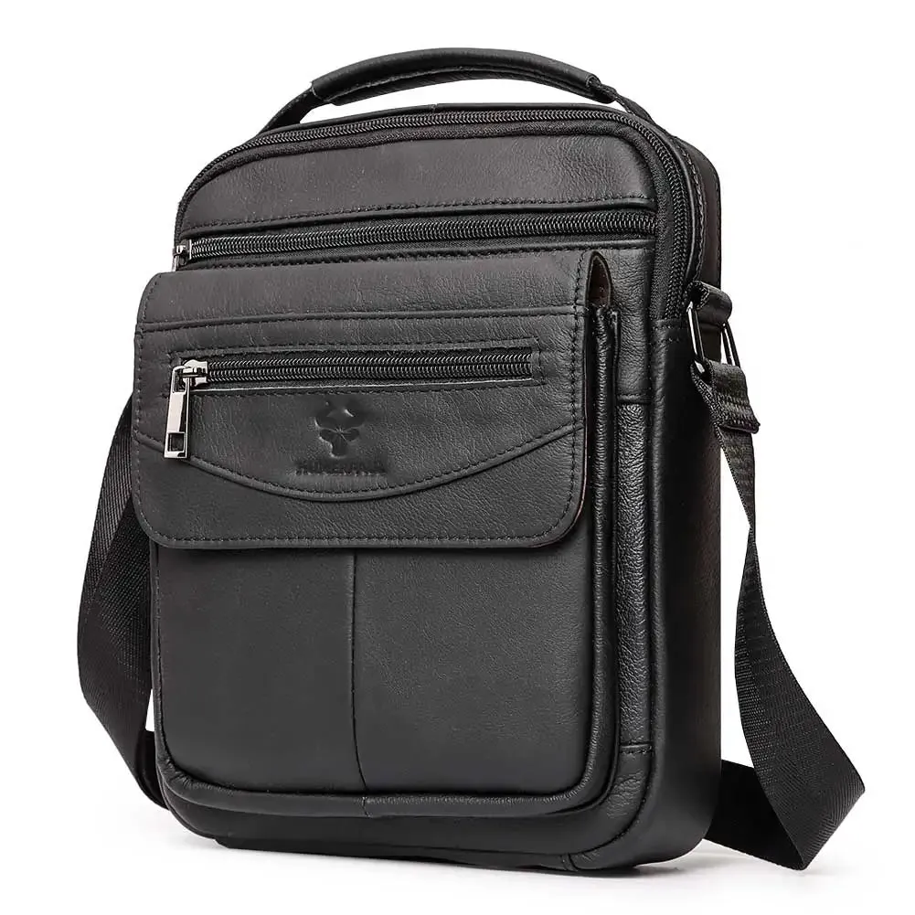 HUMERPAUL Genuine Leather Small Messenger Bag for Men