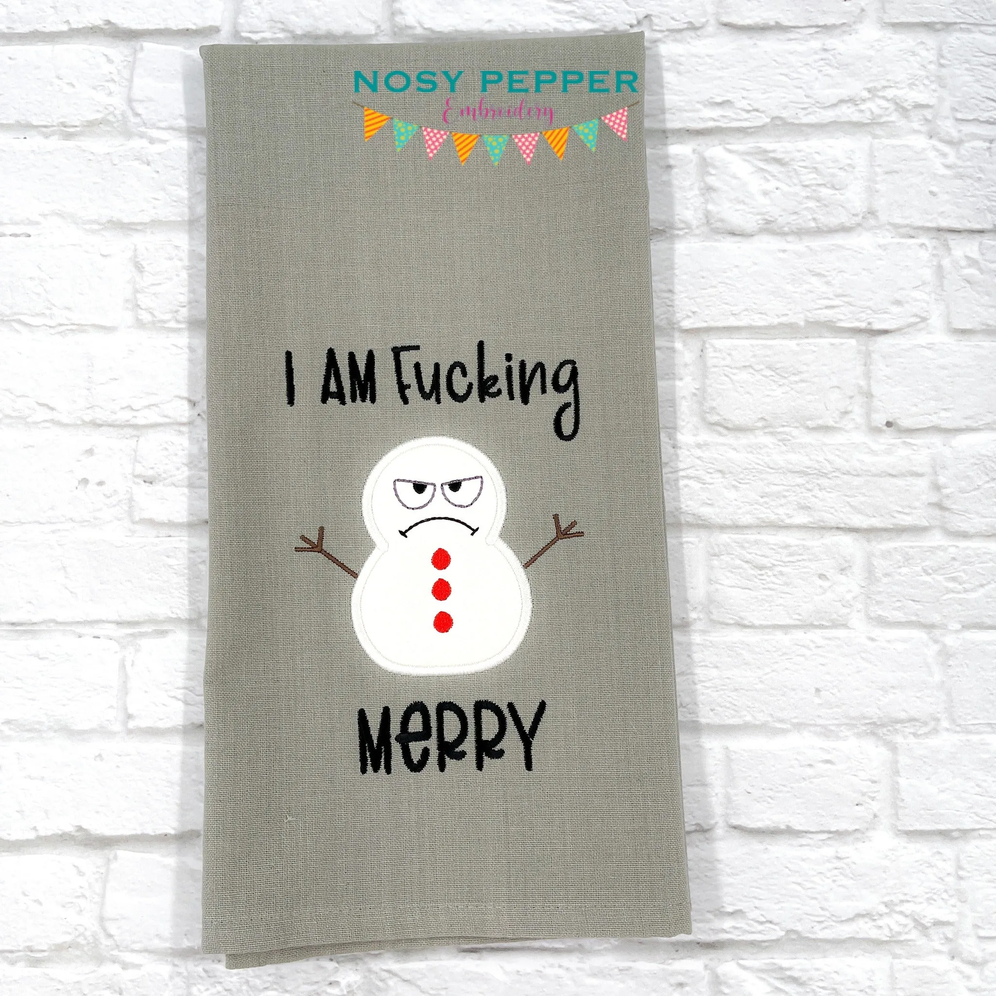 I Am F@cking Merry applique machine embroidery design (4 sizes included) DIGITAL DOWNLOAD