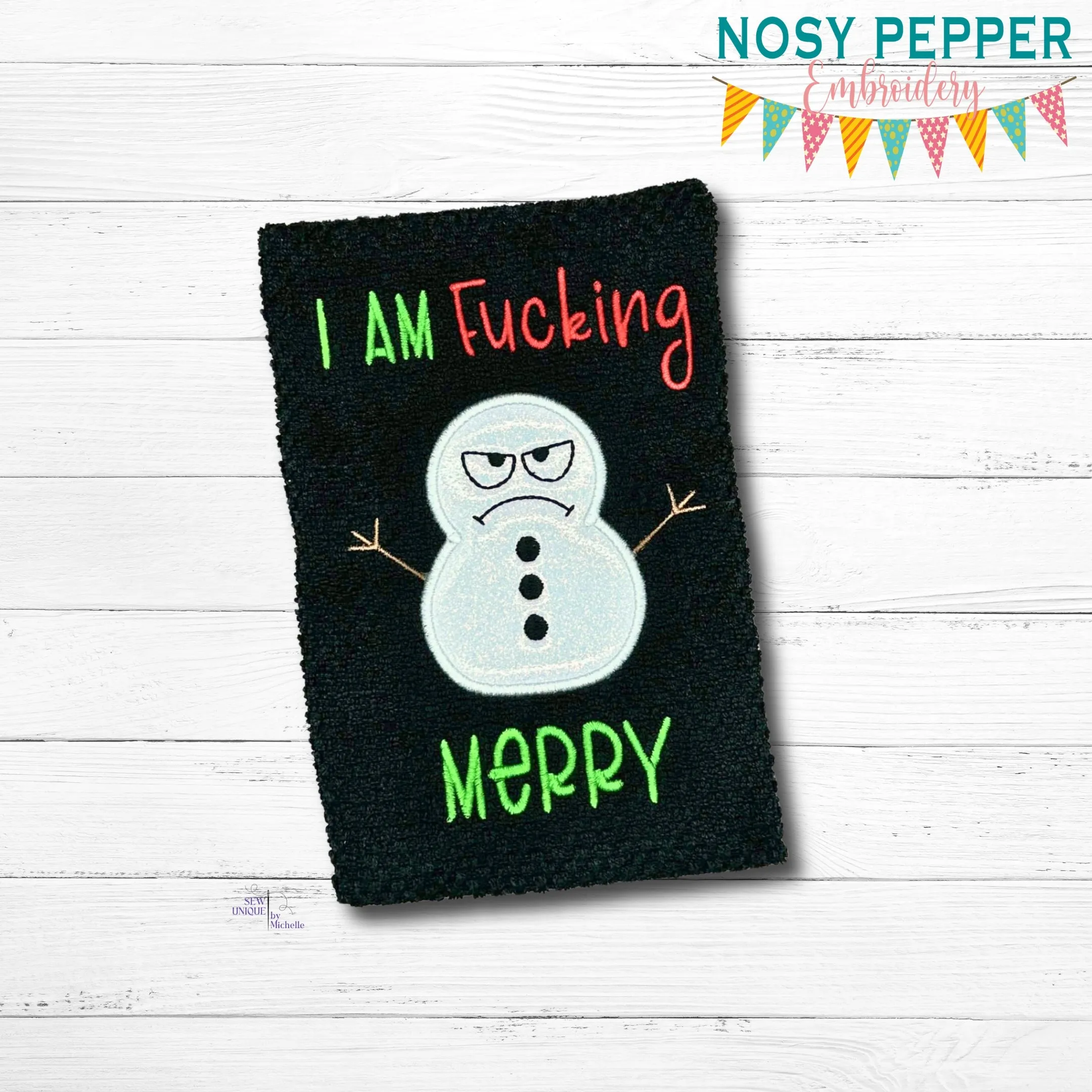I Am F@cking Merry applique machine embroidery design (4 sizes included) DIGITAL DOWNLOAD