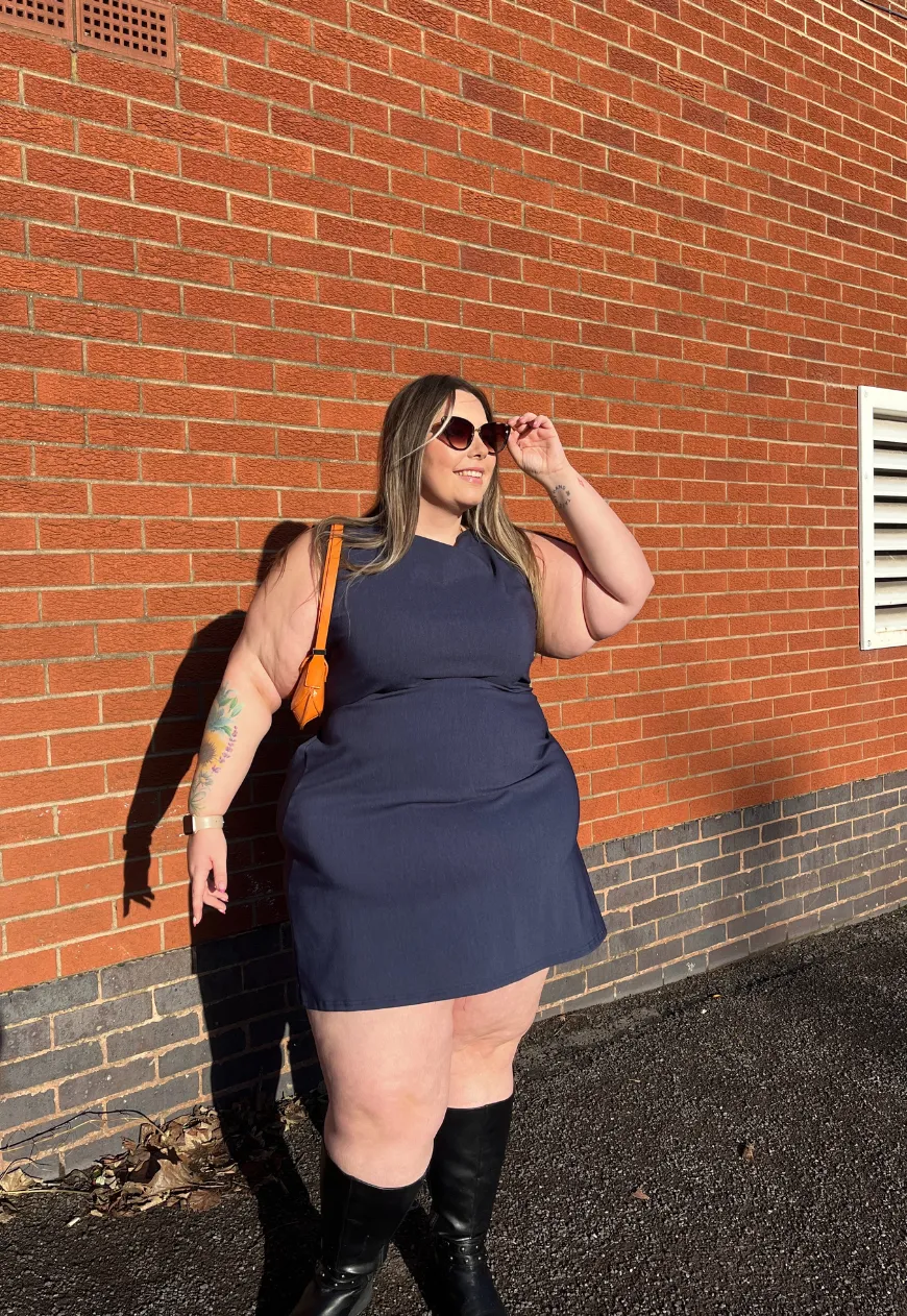 INDIGO BENGALINE CINCH DRESS