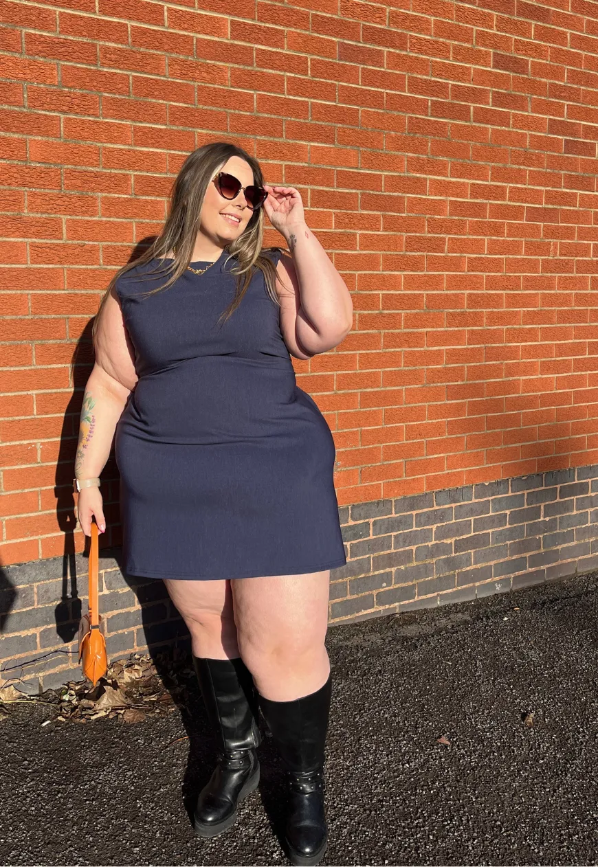 INDIGO BENGALINE CINCH DRESS