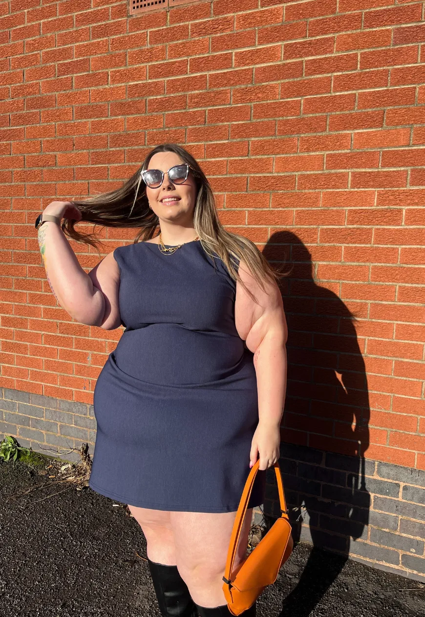 INDIGO BENGALINE CINCH DRESS