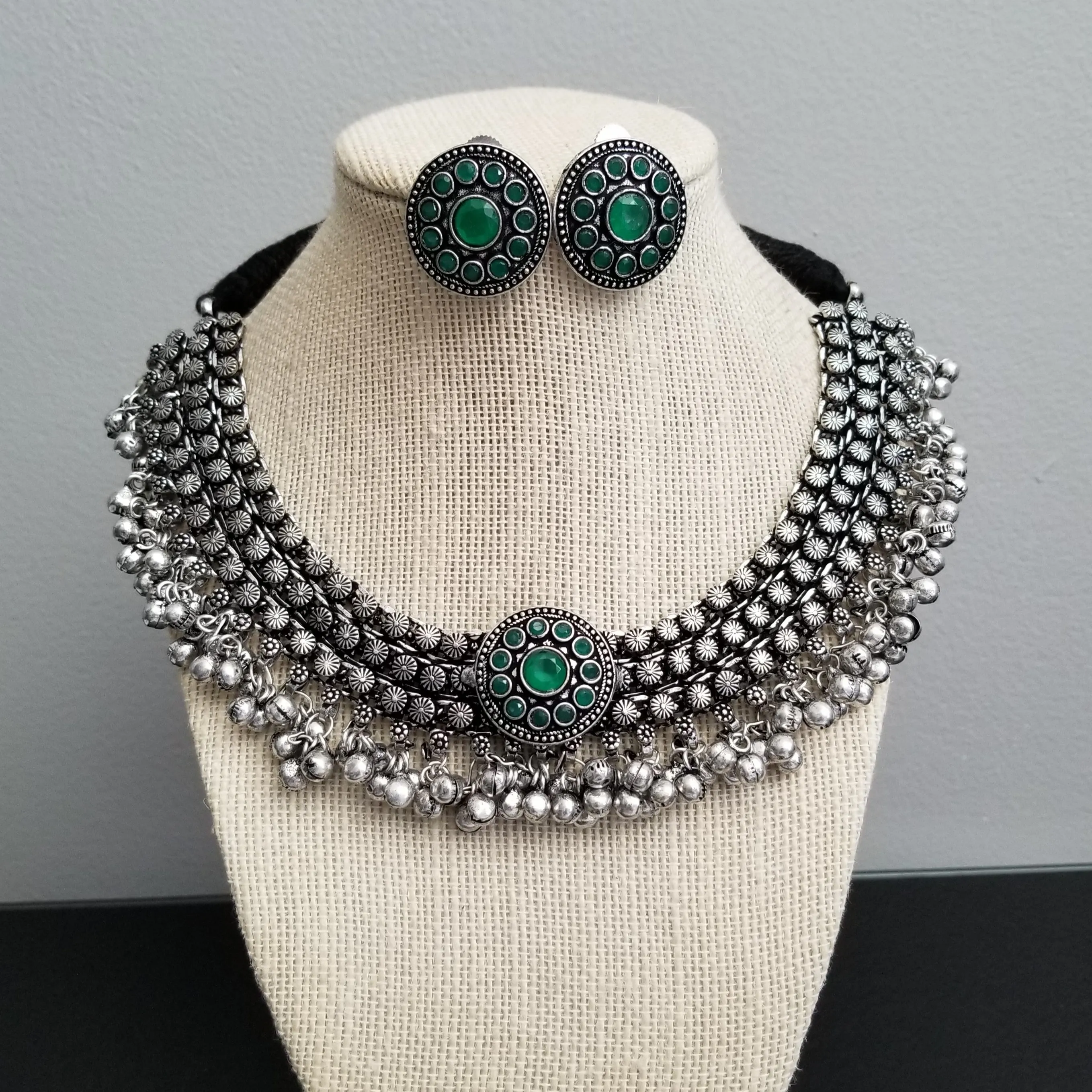 Indo Western Trendy Necklace With Oxidised Plating JT11