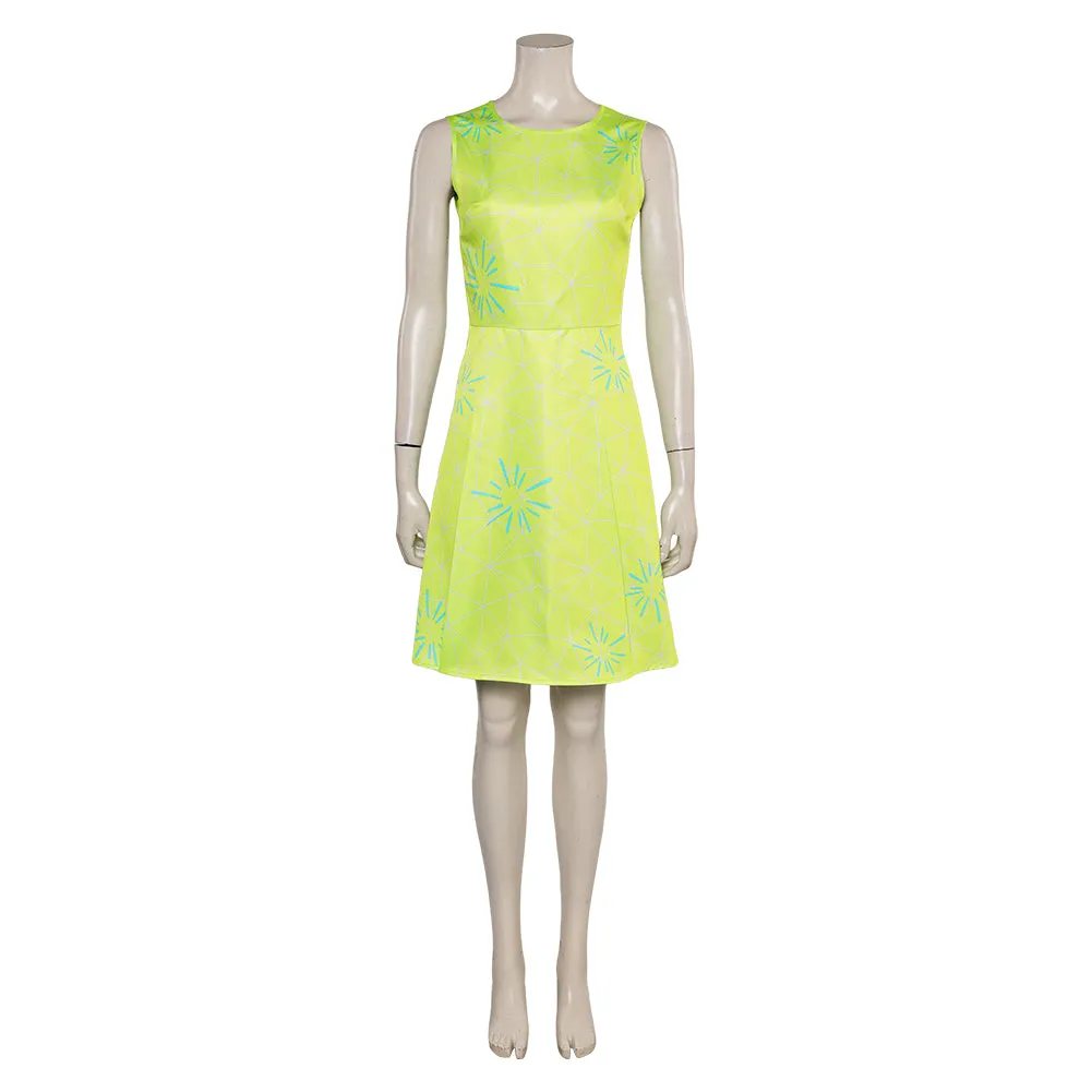 Inside Out 2 2024 Movie Joy Green Dress Cosplay Costume Outfits Halloween Carnival Suit