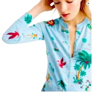 J. Crew Jackie Cardigan Sweater Retro Florida Travel Map Print Size XS