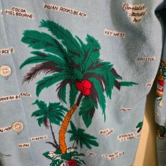 J. Crew Jackie Cardigan Sweater Retro Florida Travel Map Print Size XS