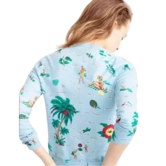 J. Crew Jackie Cardigan Sweater Retro Florida Travel Map Print Size XS