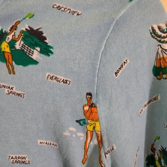 J. Crew Jackie Cardigan Sweater Retro Florida Travel Map Print Size XS