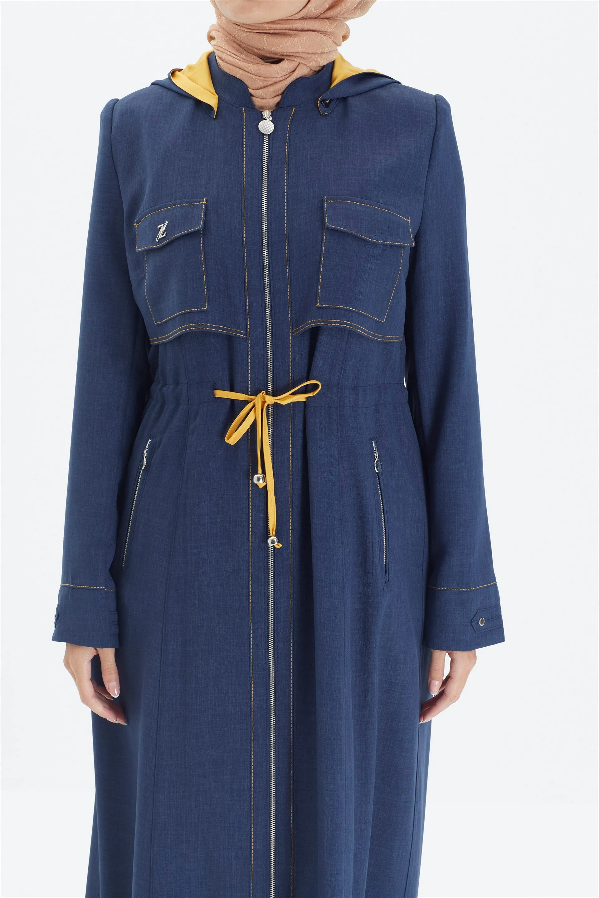 Jas met capuchon Zuhre premium damesjas | Donkerblauw
