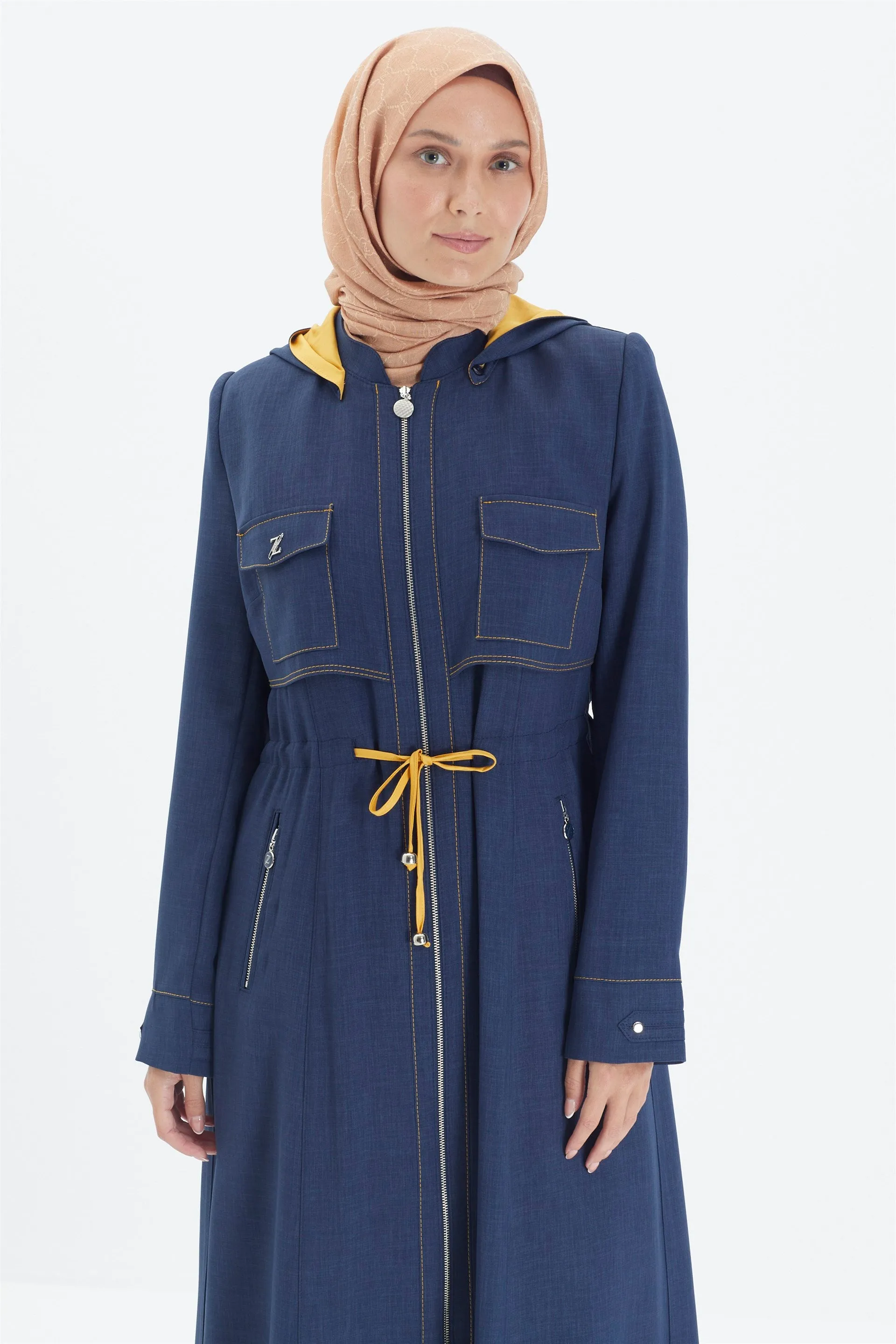 Jas met capuchon Zuhre premium damesjas | Donkerblauw