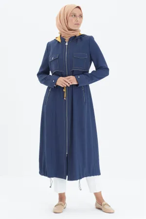 Jas met capuchon Zuhre premium damesjas | Donkerblauw