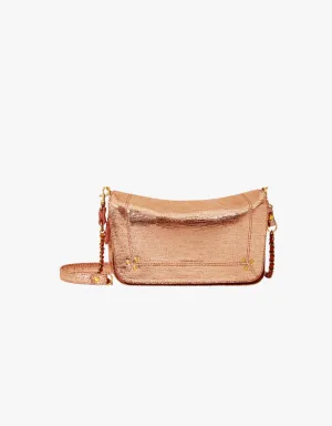 Jerome Dreyfuss Bobi S Crossbody in Lamé Rose Gold Goatskin