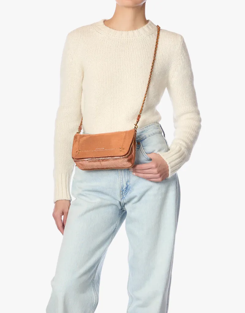 Jerome Dreyfuss Bobi S Crossbody in Lamé Rose Gold Goatskin