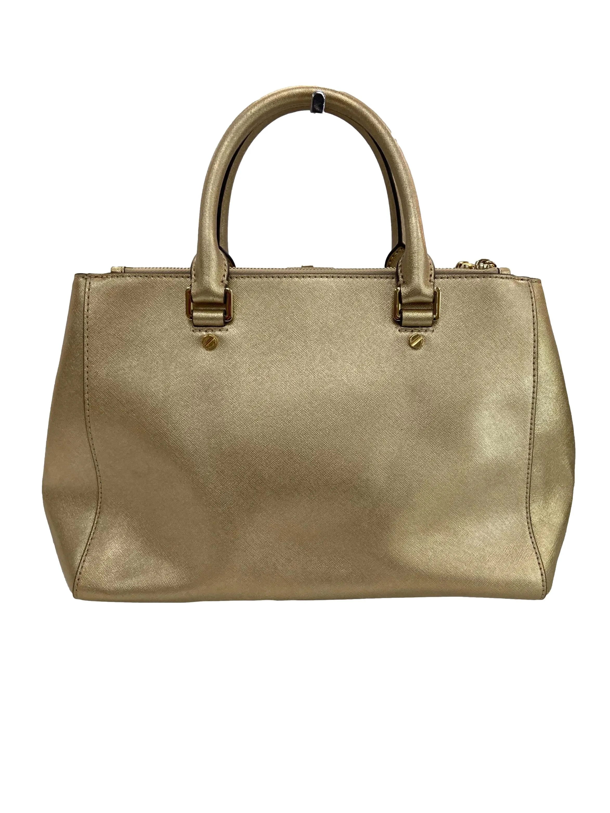 Jet Set Travel Medium Leather Tote In Gold
