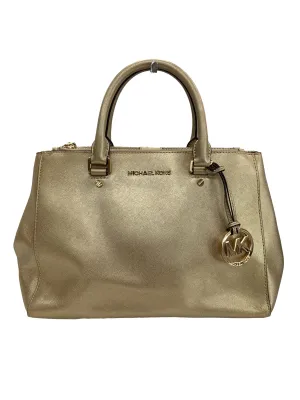 Jet Set Travel Medium Leather Tote In Gold